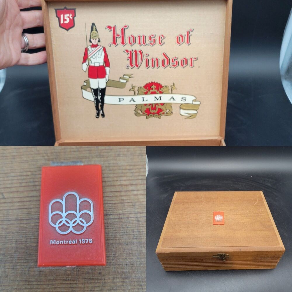 1976 Montreal Olympics XII Olympic Winter Games House Of Windsor Cigar Box Vtg